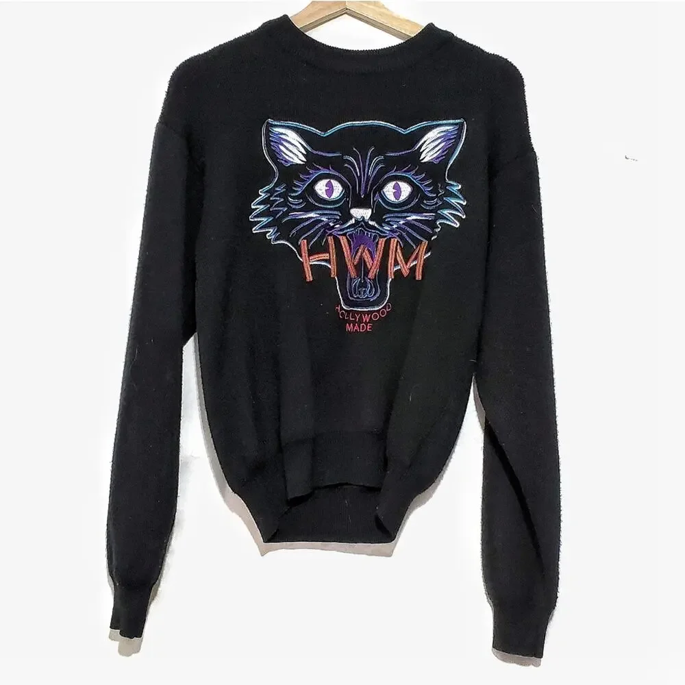 HWM | Embroidered Tiger Soft Wool Blend Sweater
